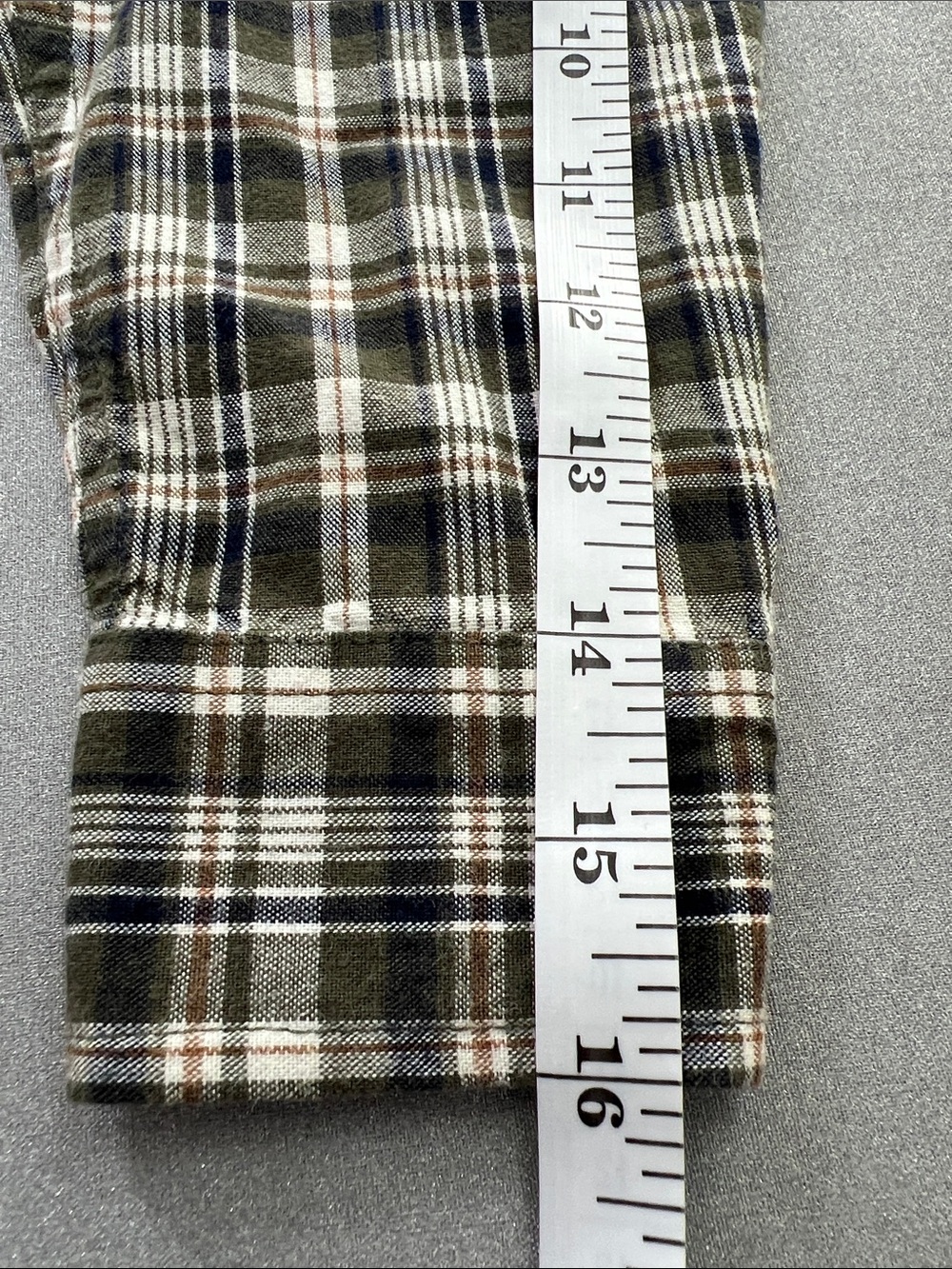 OshKosh B'gosh | 100% Cotton Olive Cream Navy Plaid Button-Down Shirt NWT Sz 3T - Picture 13 of 16